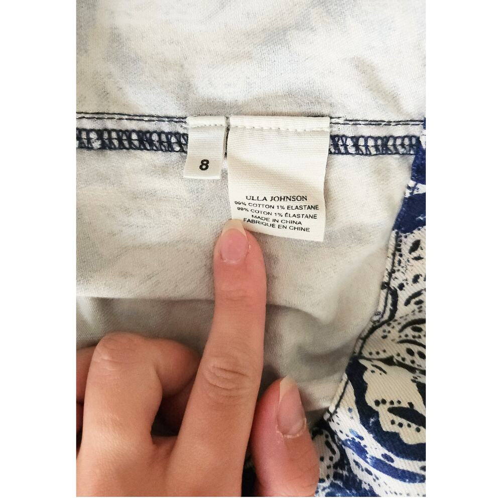 Ulla Johnson Dress Mini Western Wren Denim Puff Long Sleeve Blue Floral US 8 - Picture 15 of 15